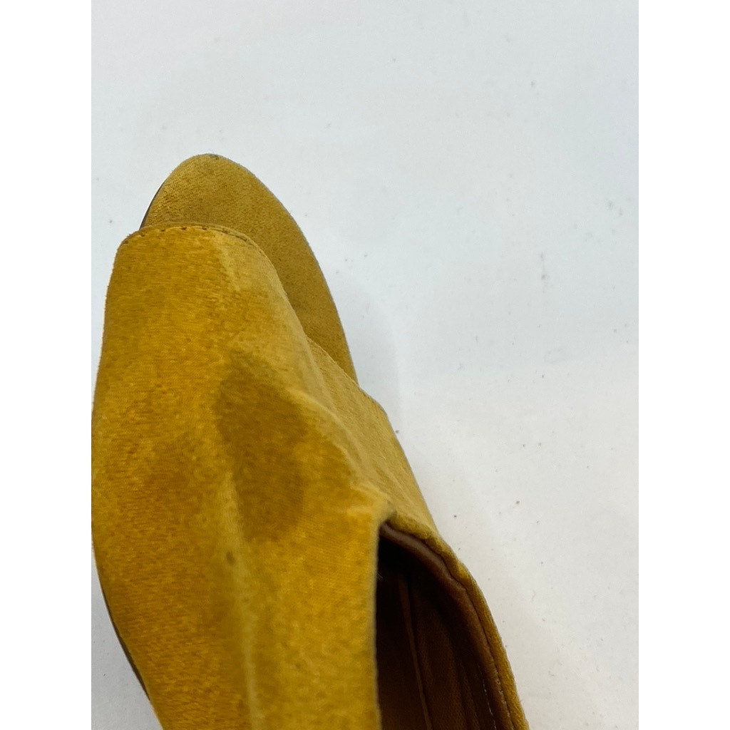 UNIVERSAL THREADS Women's Mustard Yellow Rosalynn Block-Heel Mule Sandals SZ 6.5