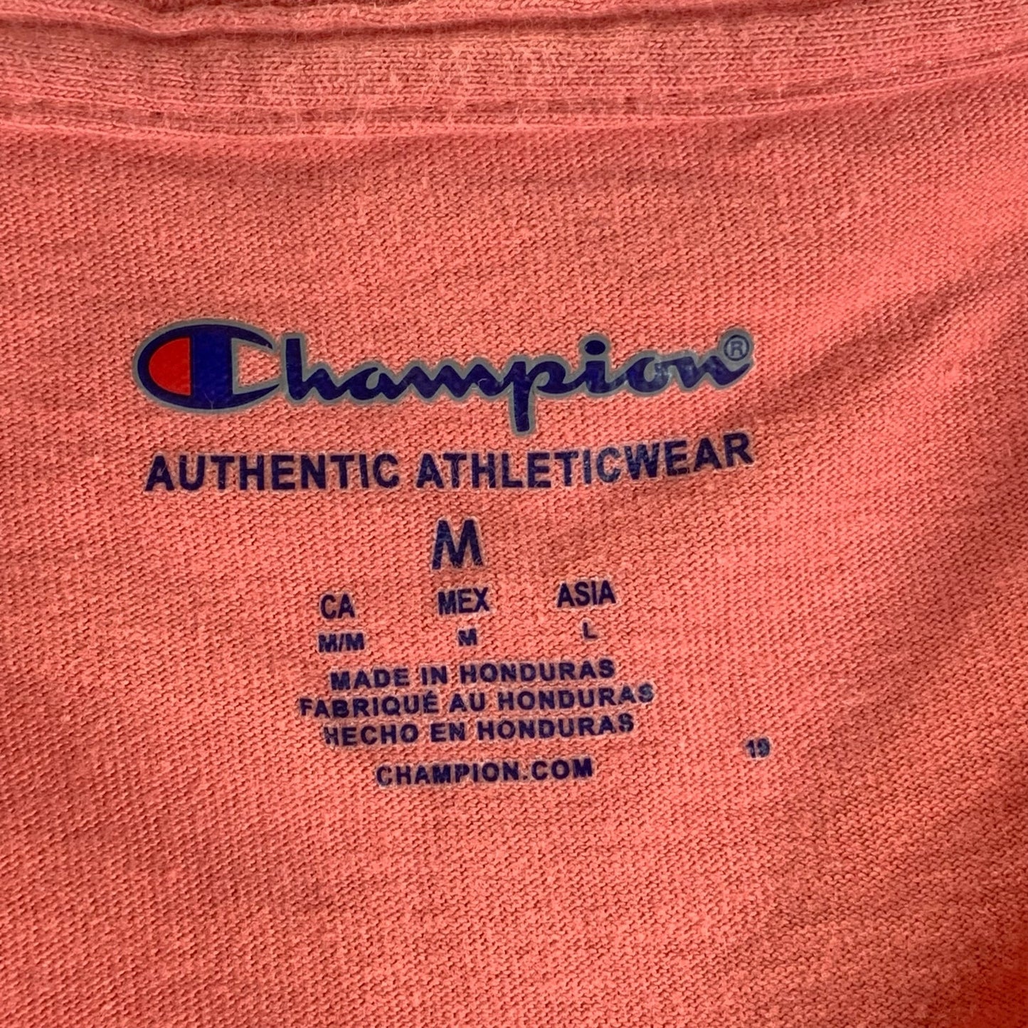 CHAMPION Men's Orange Big C Script Logo Crewneck Short Sleeve T-Shirt SZ M