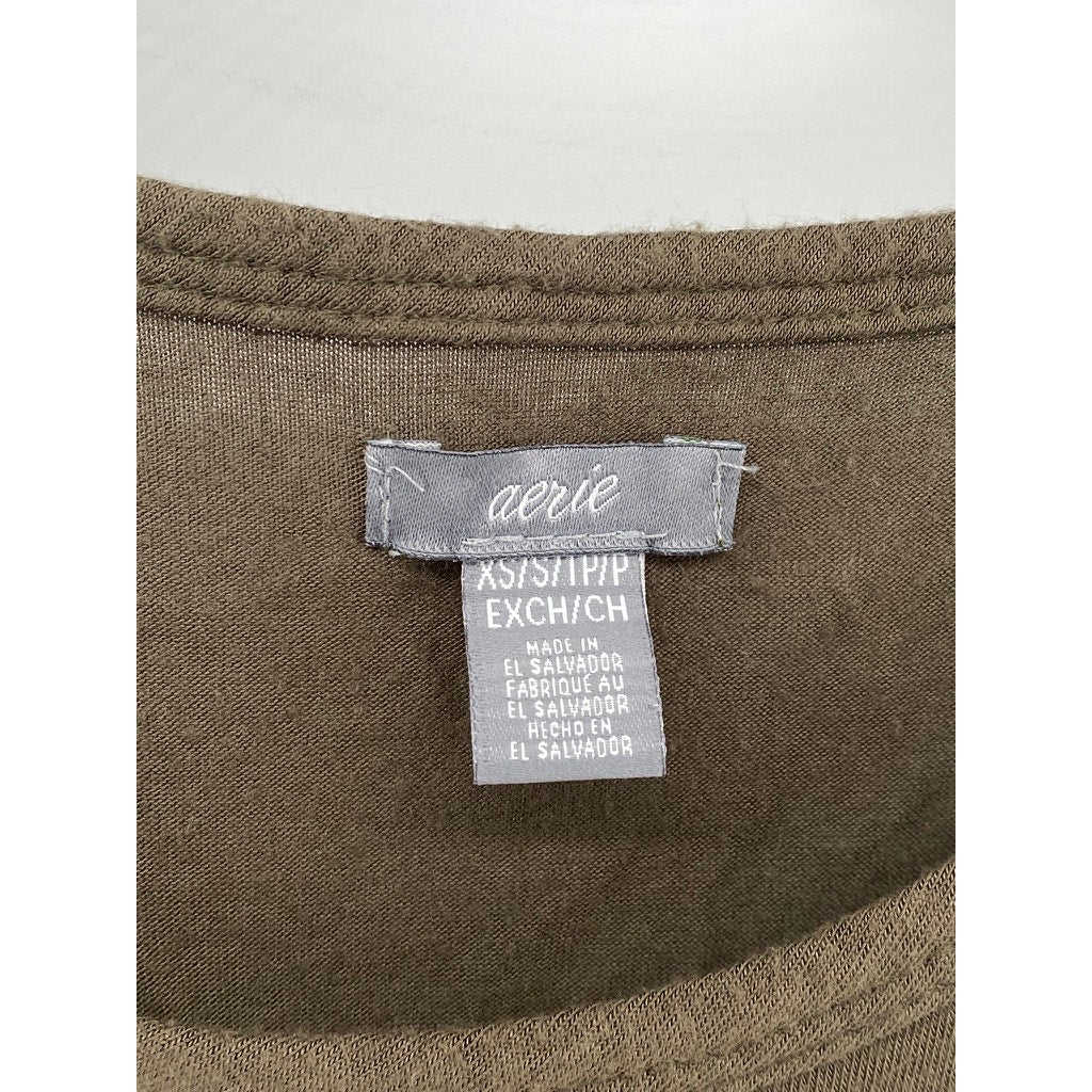 AERIE Women's Brown Crewneck Cutout Sleeveless Casual Midi Dress SZ XS