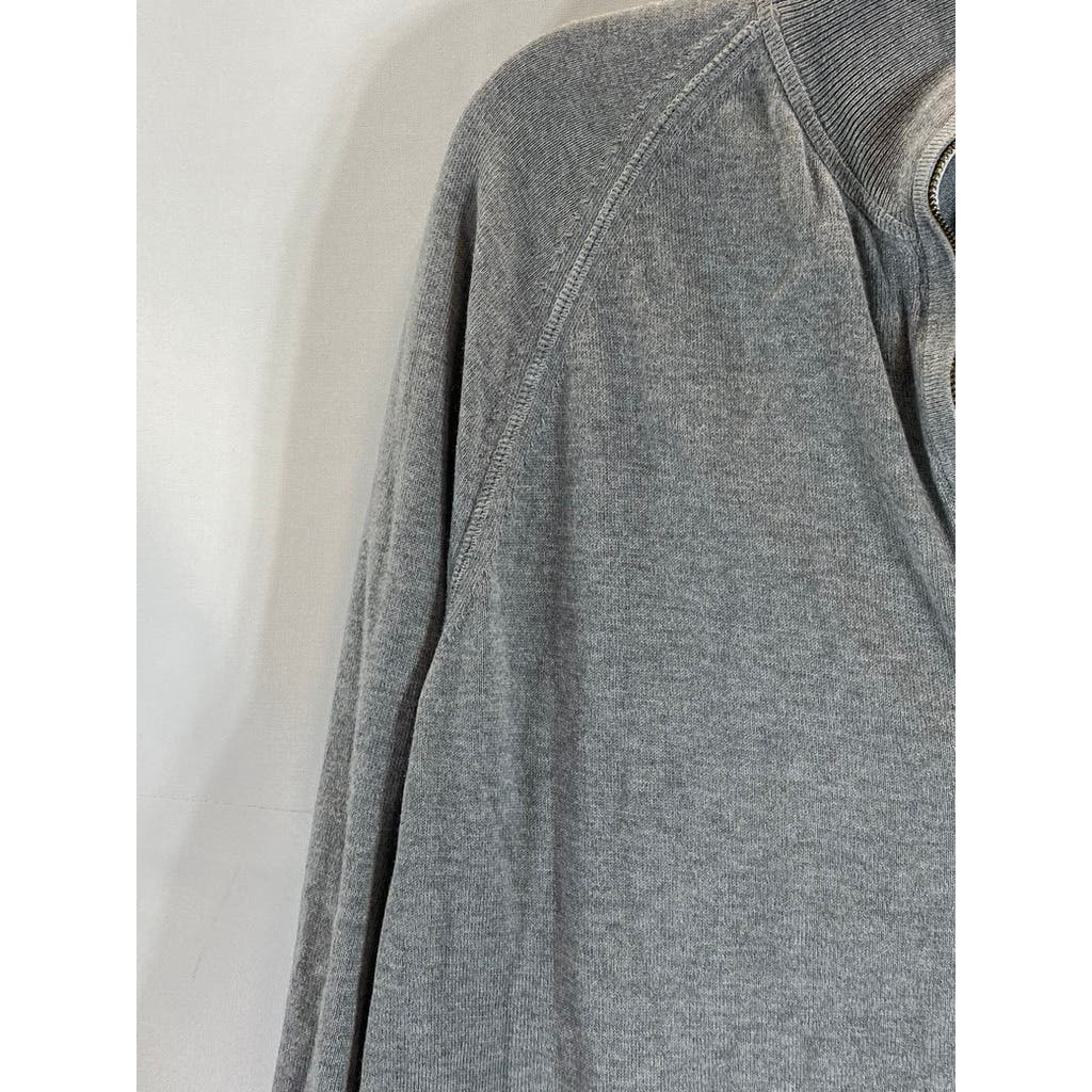 BANANA REPUBLIC Men's Light Grey Supima-Wool Zip-Up Stand Collar Sweater SZ L
