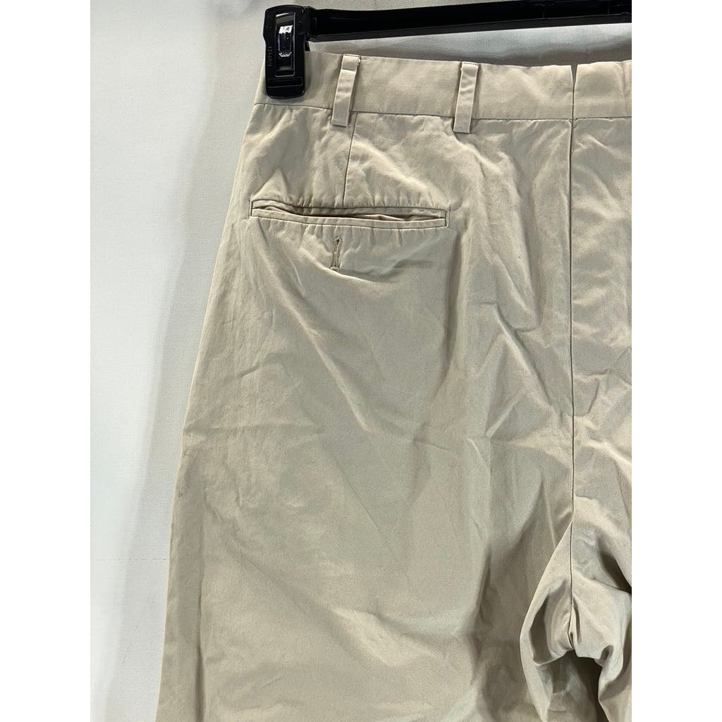 BROOKS BROTHERS Men's Beige Pleated Supima Cotton Cuffed Pants SZ 34X32