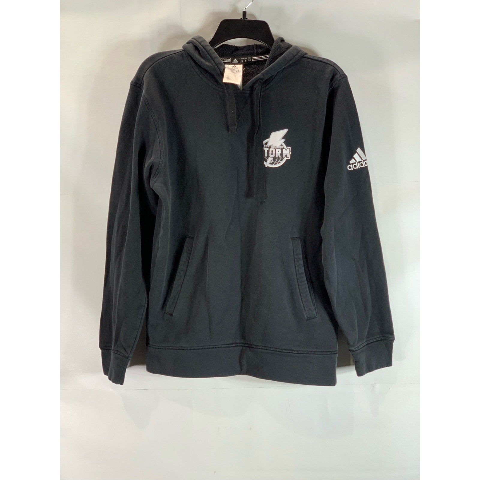 ADIDAS Men's Black New England Storm Logo Fleece Pullover Hoodie SZ S