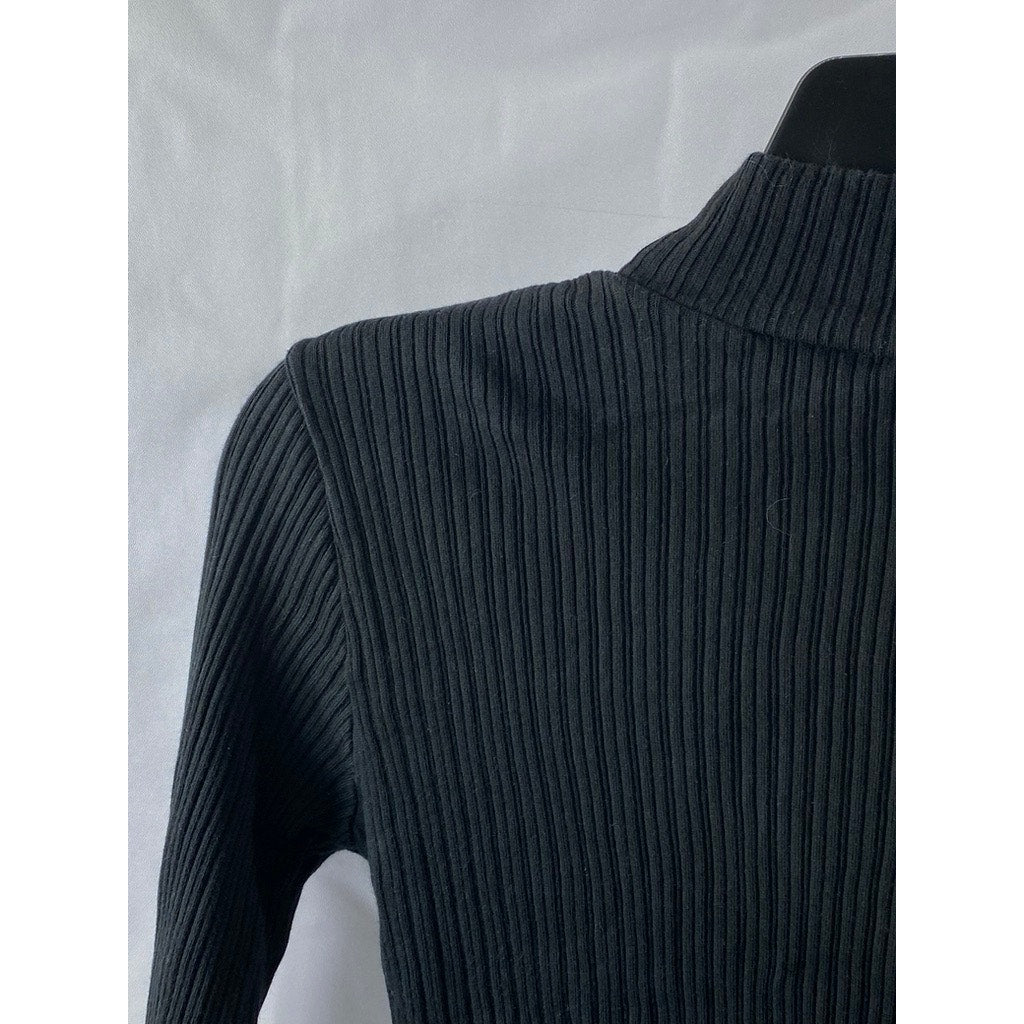 BRANDY MELVILLE Women's Black Rib Knit Long Sleeve Turtleneck Top SZ OS