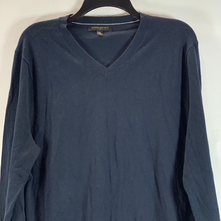 BANANA REPUBLIC Men's Navy Cotton-Blend V-Neck Pullover Sweater SZ M