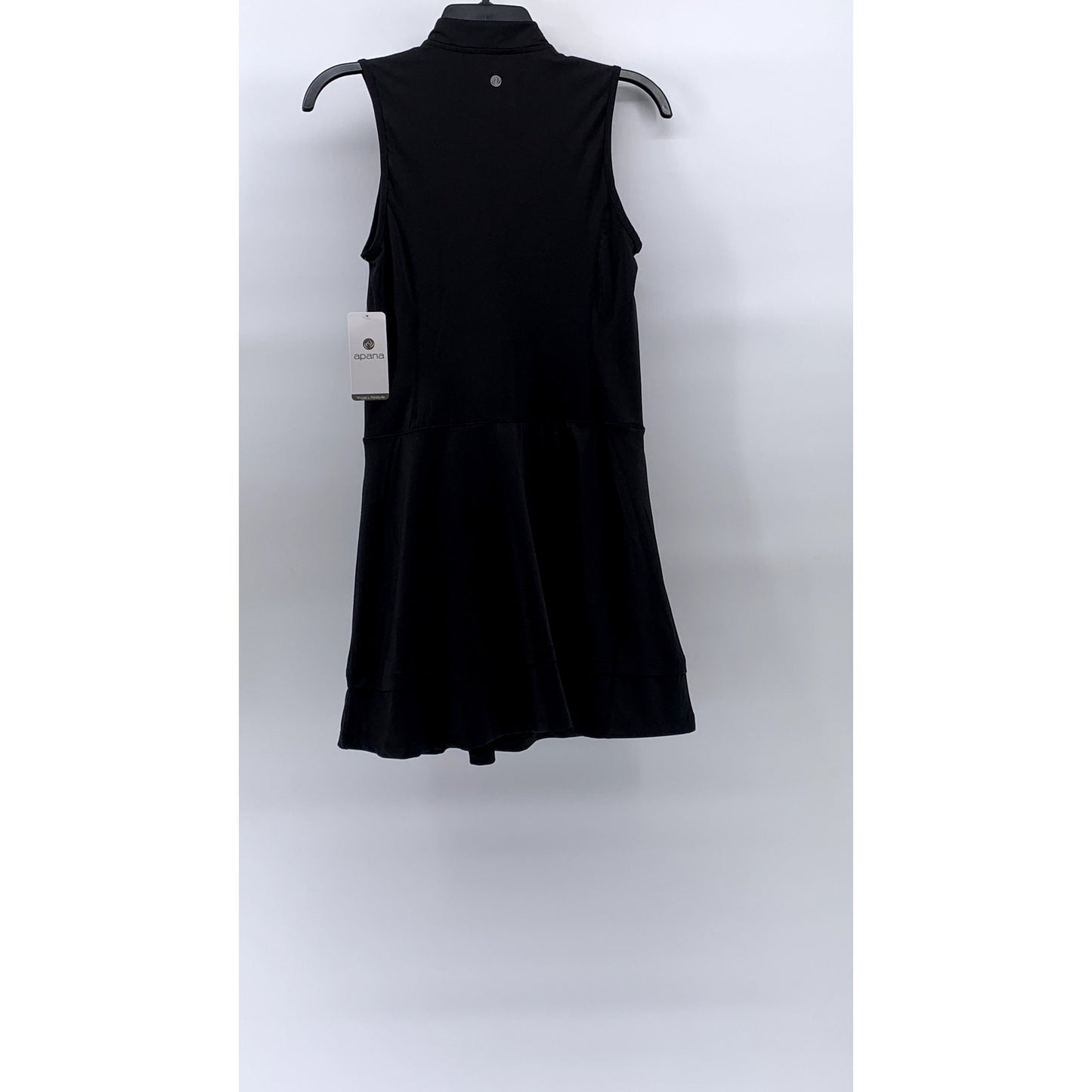 APANA Women's Black Solid Half-Zip Sleeveless A-Line Mini Active Dress SZ S
