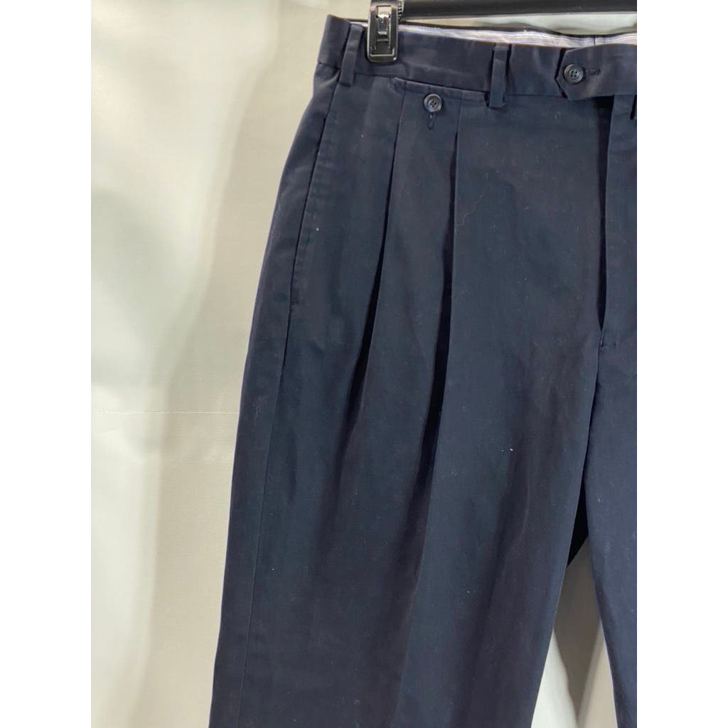 FACONNABLE Men's Solid Black Cotton Pleated Cuffed Dress Pants SZ 38R