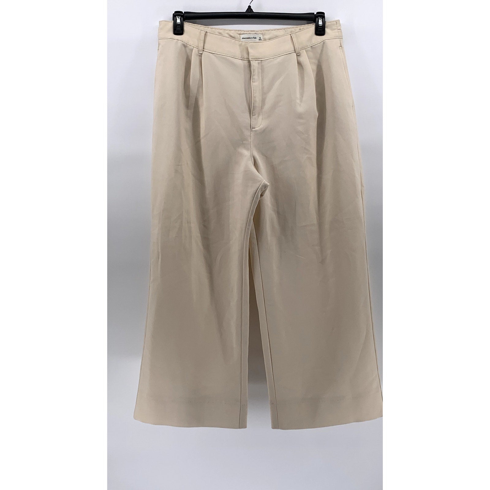 ABERCROMBIE & FITCH Women's Beige Solid Wide-Leg Cropped Pants SZ XL
