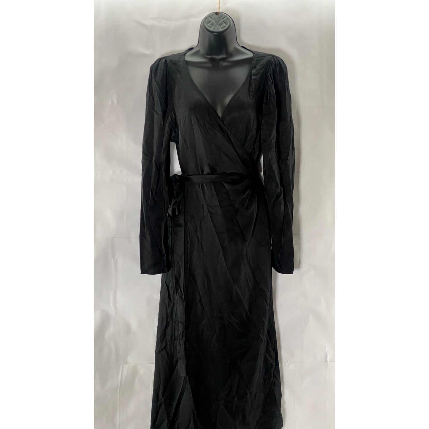 STOCKHOLM ATELIER & OTHER STORIES Women's Solid Black V-Neck Wrap Midi Dress SZ6