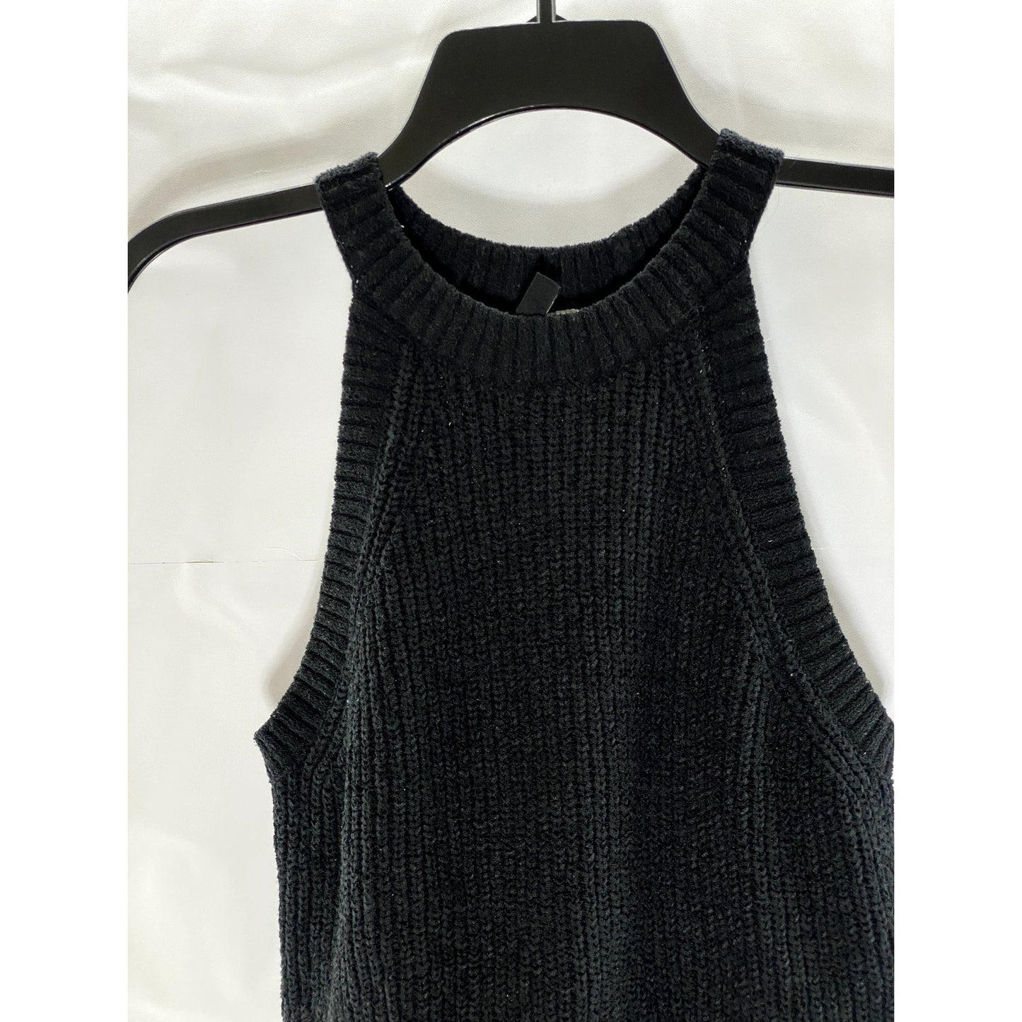 DIVIDED By H&M Women's Black Chunky Knit Halter Crop Top SZ L