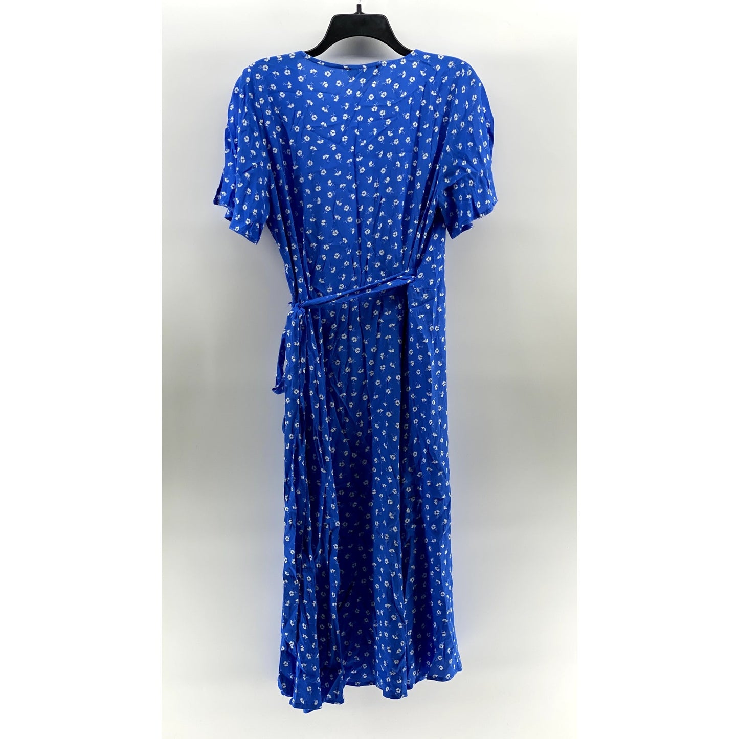 LULUS Women's Royal Blue Floral Short Sleeve Wrap Midi Dress SZ XL