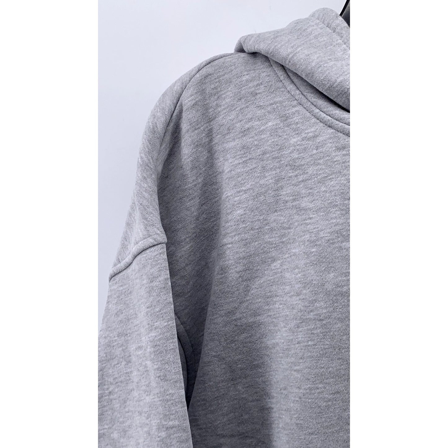 ANRABESS Women's Light Gray Fleece Drop Shoulder Pullover Hoodie SZ M