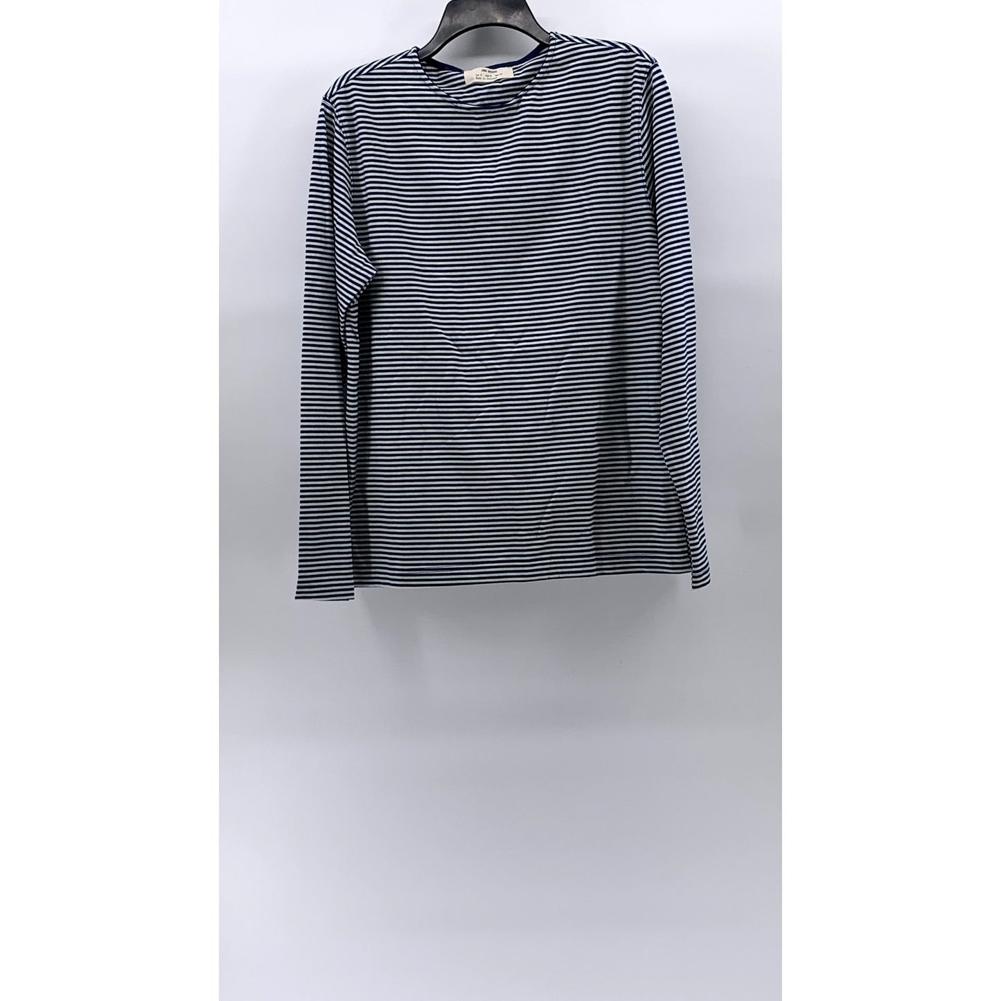 ZARA ORIGINS Women's Blue-White Horizontal Stripe Crewneck Long Sleeve Top SZ M