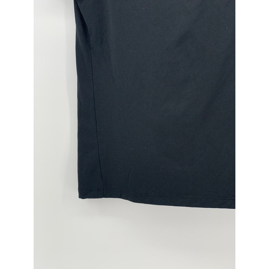 UNDER ARMOUR Women's Black-White Logo Loose Crewneck Short Sleeve Active Top SZS