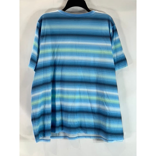 LANDS' END Women's Plus Size Blue Striped Crewneck Short Sleeve T-Shirt SZ 3X