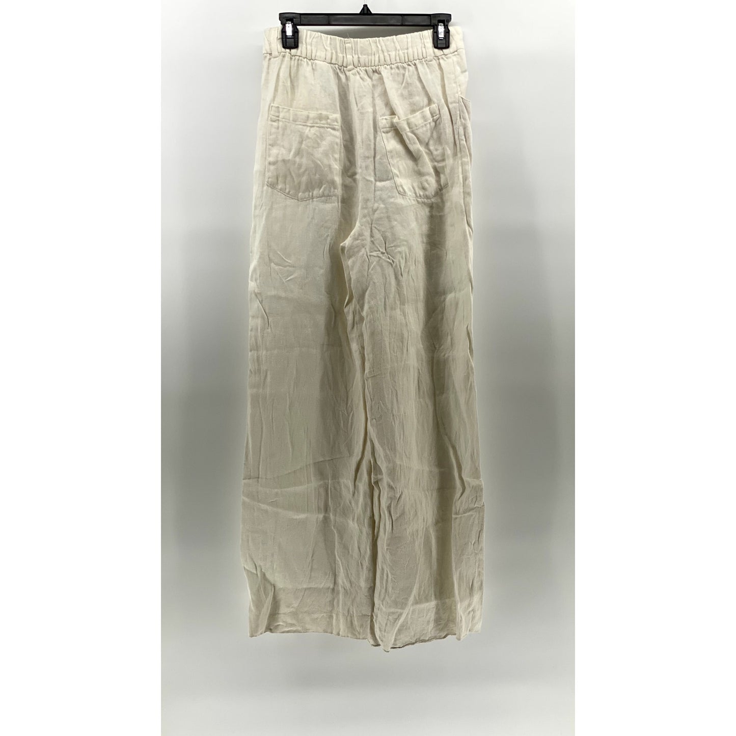 ZARA Women's White Linen Straight-Leg Relaxed-Fit Casual Pants SZ M