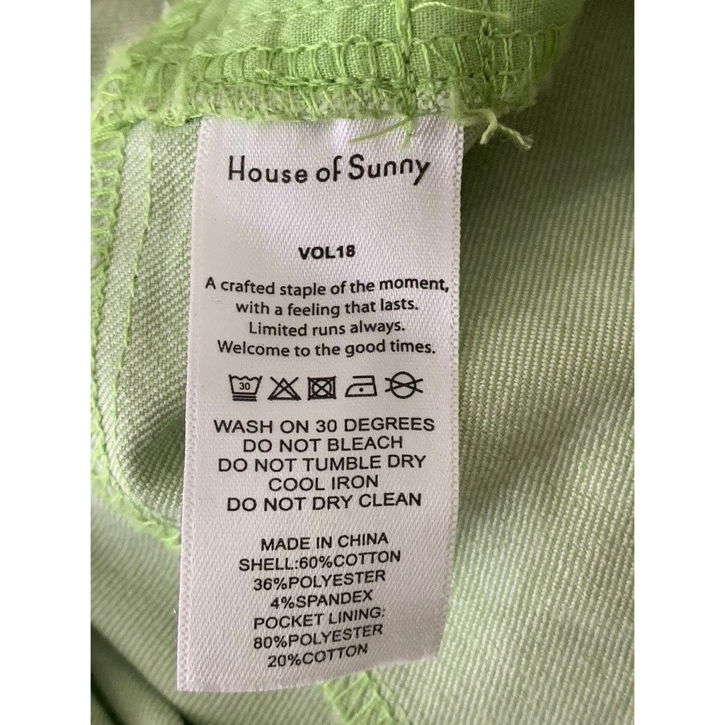 HOUSE OF SUNNY Women's Green Button-Front Elbow Sleeve Coverall Jumpsuit SZ 10
