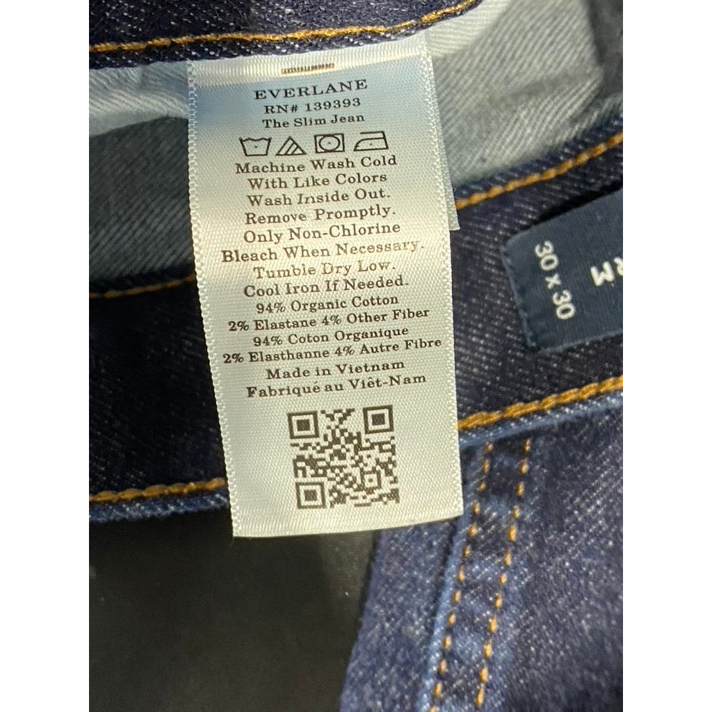 EVERLANE Men's Dark Indigo The Slim 4-Way Stretch Uniform Denim Jeans SZ 30X30