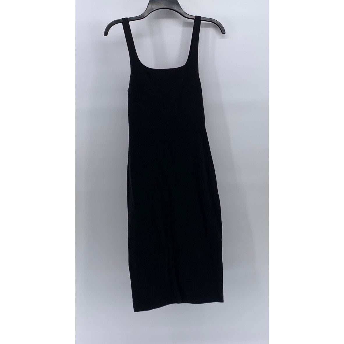 ZARA TRAFALUC Women's Black Solid Straight-Neck Bodycon Midi Dress SZ M