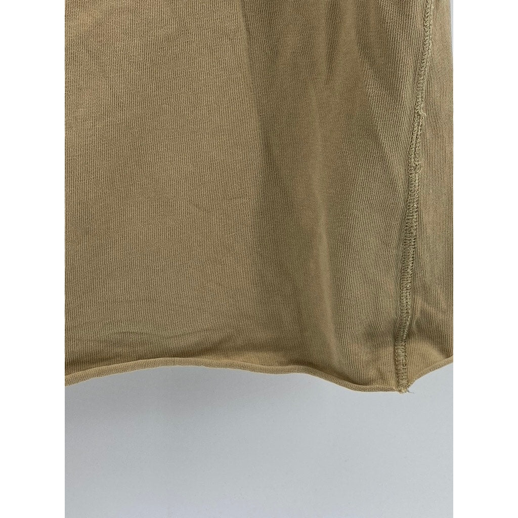 ZARA Women's Tan Crewneck Oversized Short Sleeve Top SZ S