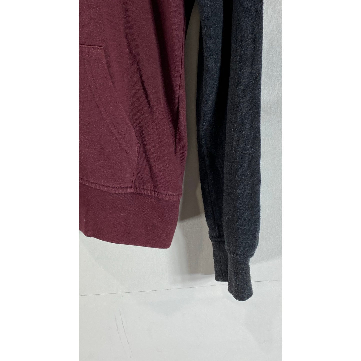 Zumiez ZINE Women's Black/Burgundy Colorblock Zip-Up Hooded Sweater SZ S