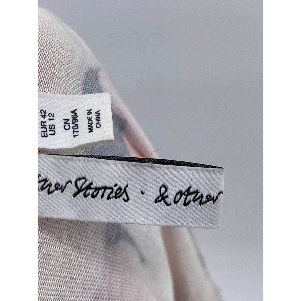 & OTHER STORIES Women's White-Pink V-Neck Strappy Open-Back Midi Dress SZ 12