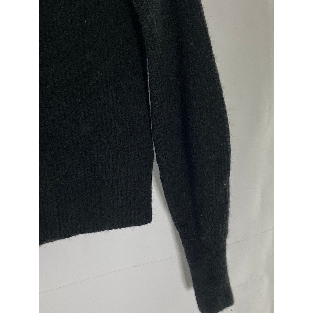 QUINCE Women's Black Wool-Blend Mock-Neck Knit Pullover Sweater SZ XS