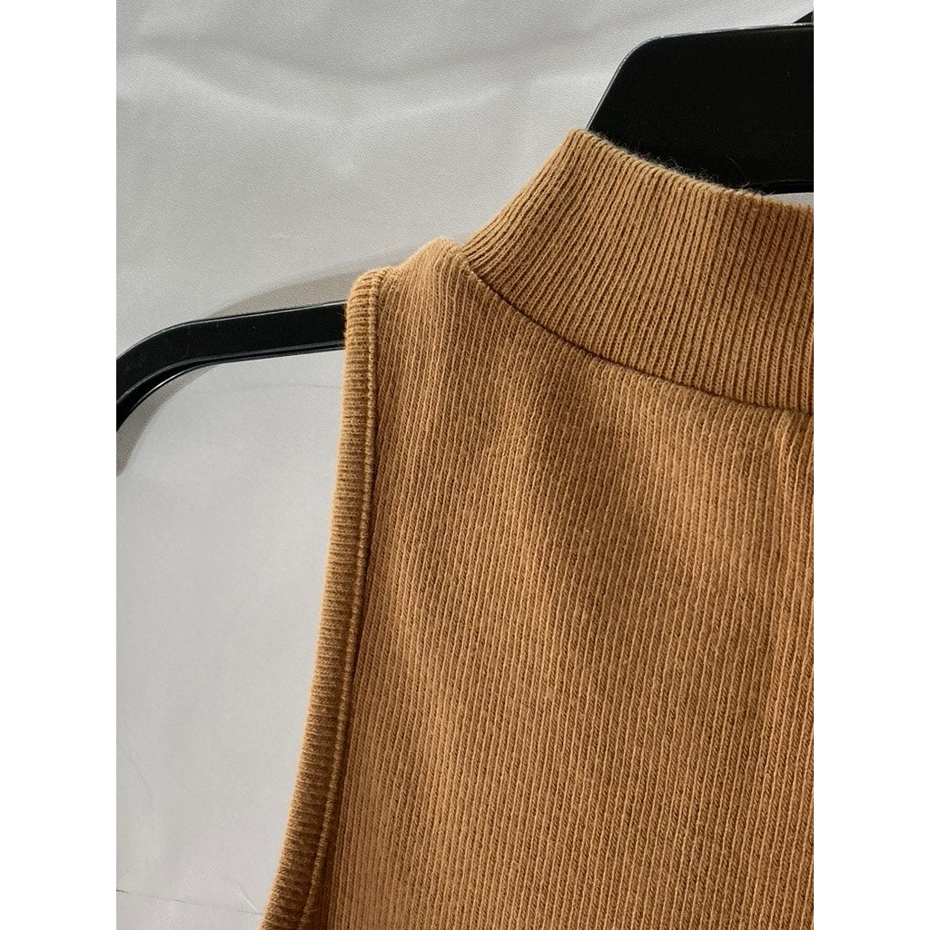 A NEW DAY Women’s Brown Ribbed Mock-Neck Sleeveless Top SZ XS
