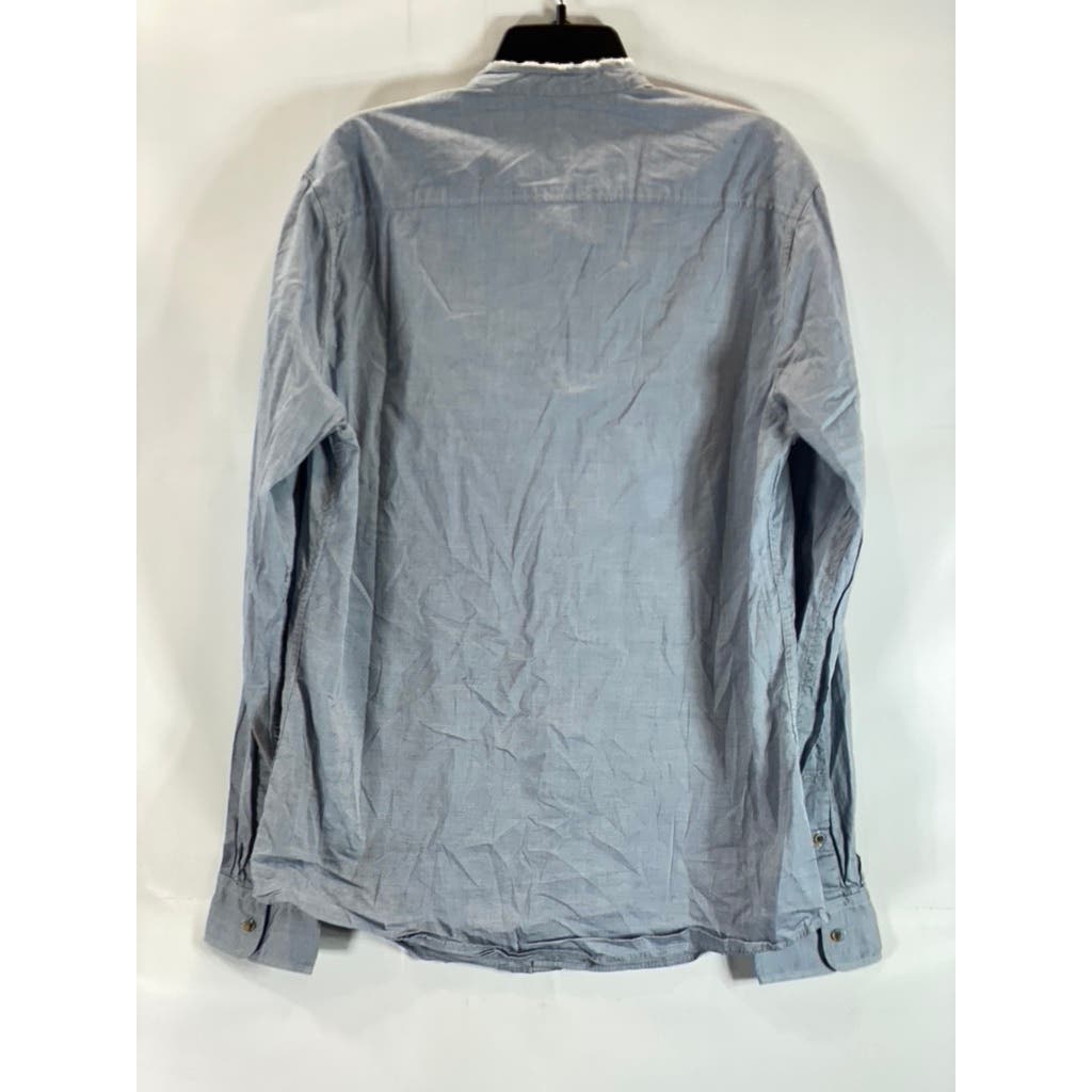 SCOTCH & SODA Men's Light Blue Raw Mandarin Collar Regular-Fit Collar SZ XL