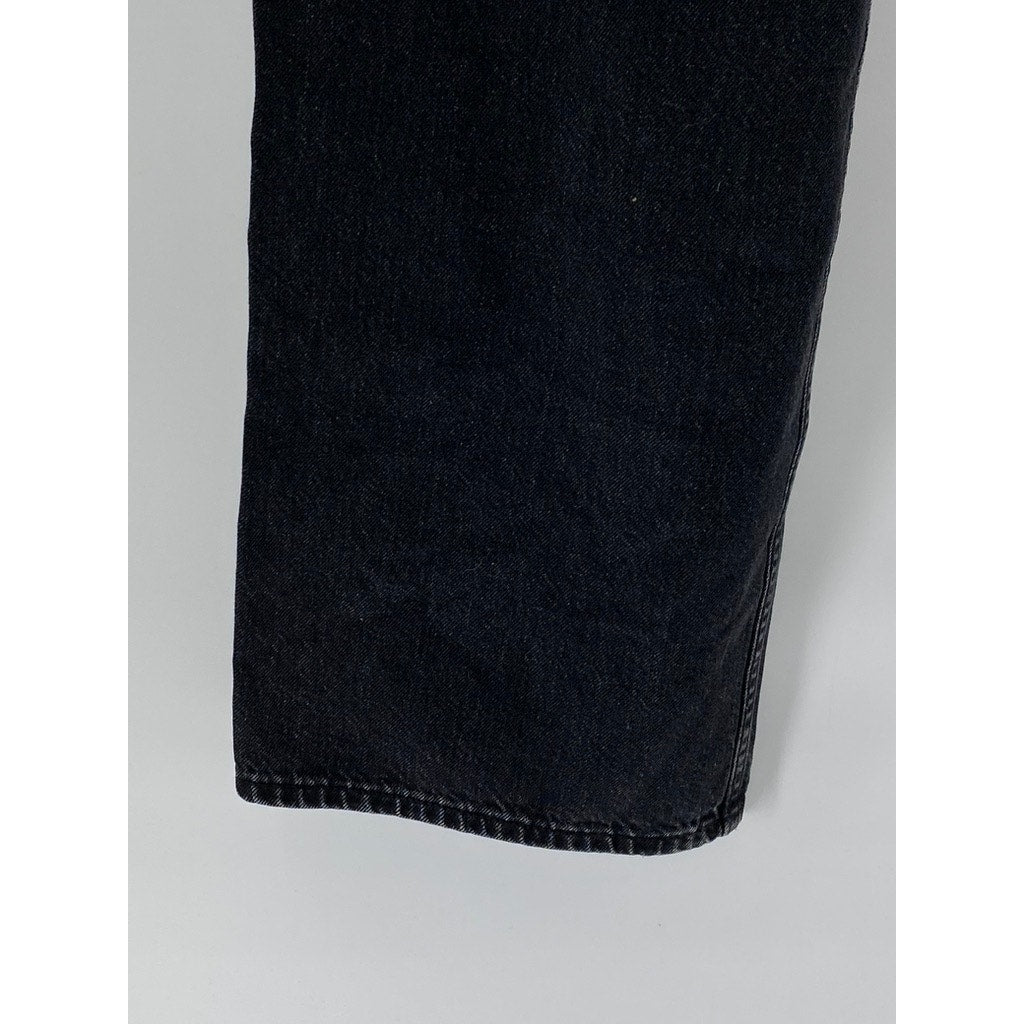 UNIQLO JEANS Women's Black Denim Straight-Leg Baggy Fit Jeans SZ 28X31