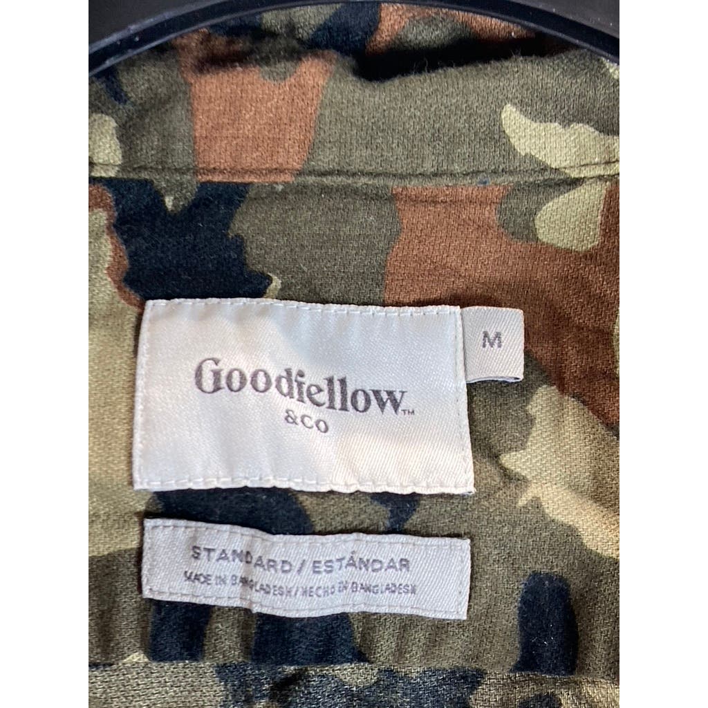 GOODFELLOW & CO Men's Green Camo Standard-Fit Button-Up Long Sleeve Shirt SZ M