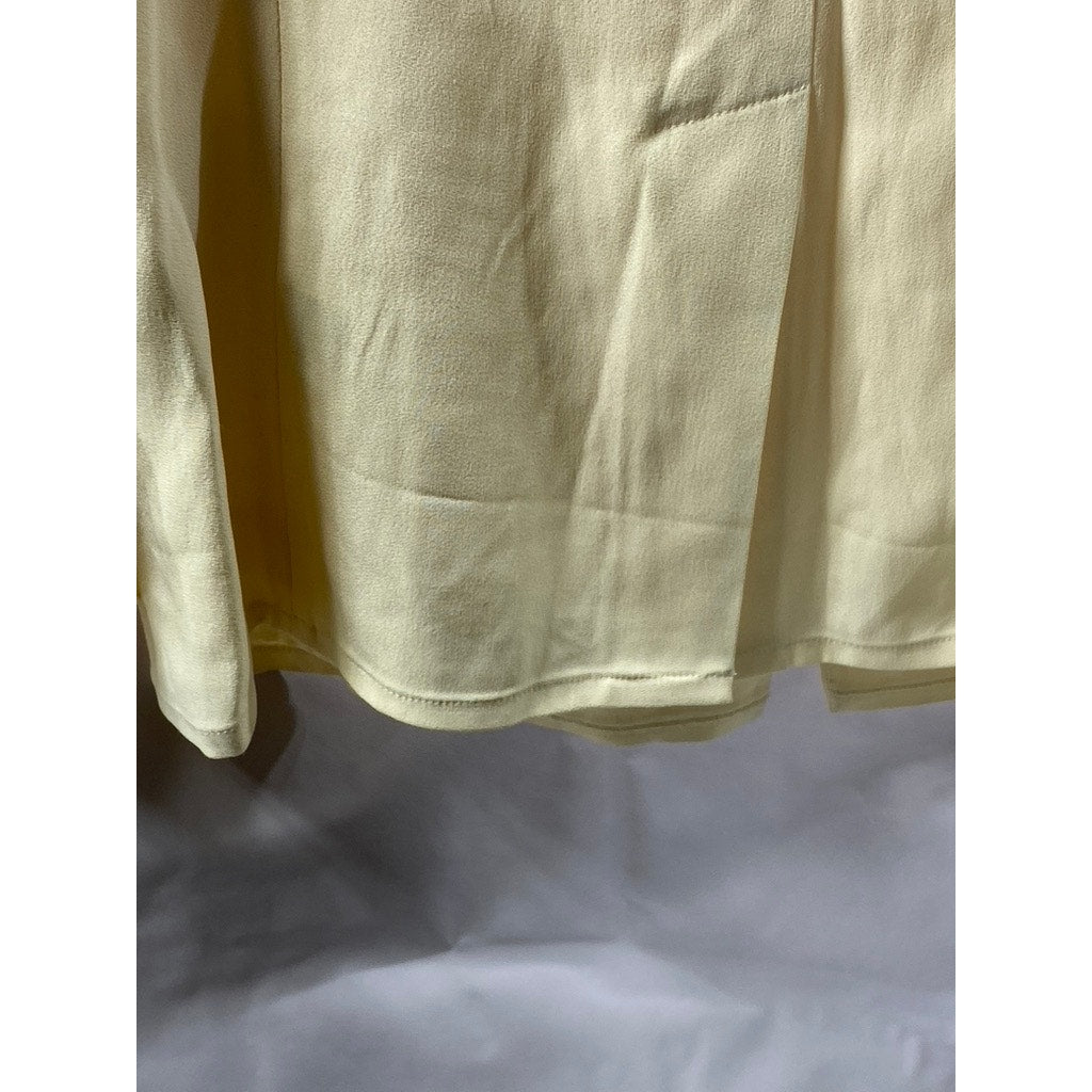 UNBRANDED Women's Beige Single-Button Long Sleeve Notch Lapel Blazer SZ S