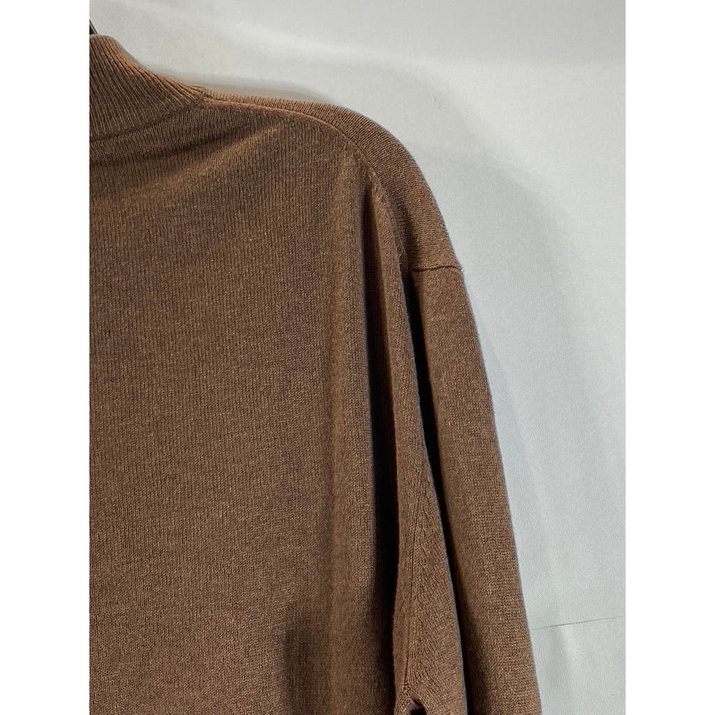 PAUL FREDRICK Men's Brown Mock-Neck Long Sleeve Pullover Sweater SZ M