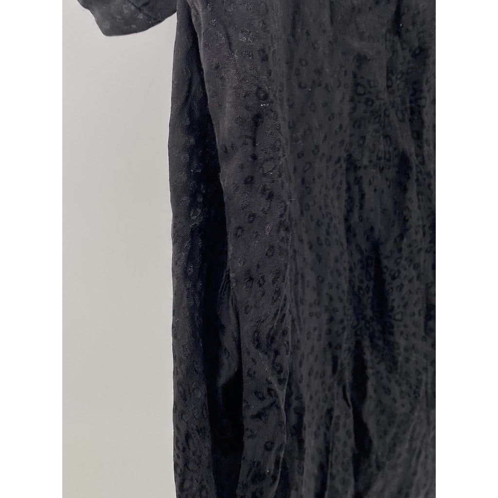 & OTHER STORIES Women's Black Animal Print Button-Up Mini Shirt Dress SZ 4
