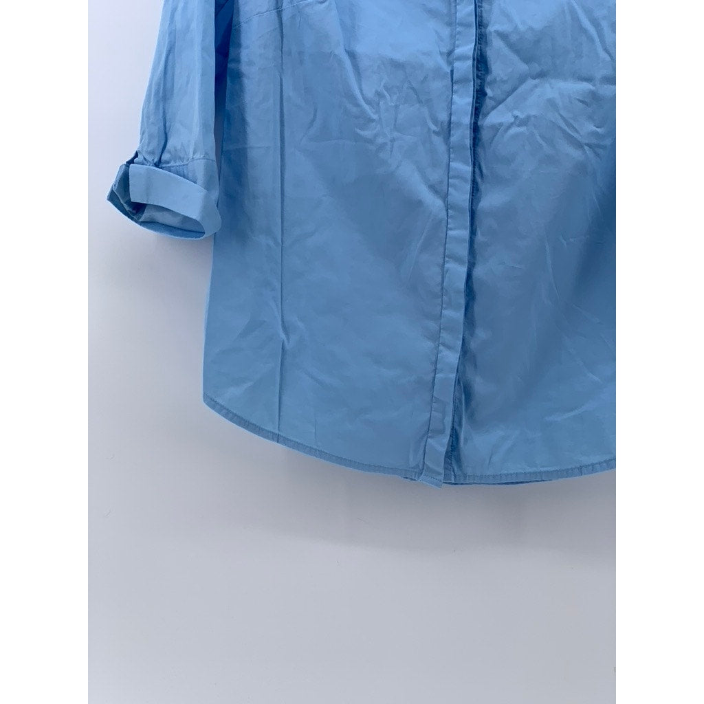 LIZ CLAIBORNE Women's Light Blue Solid Button-Up 3/4 Sleeve Stretch Top SZ S