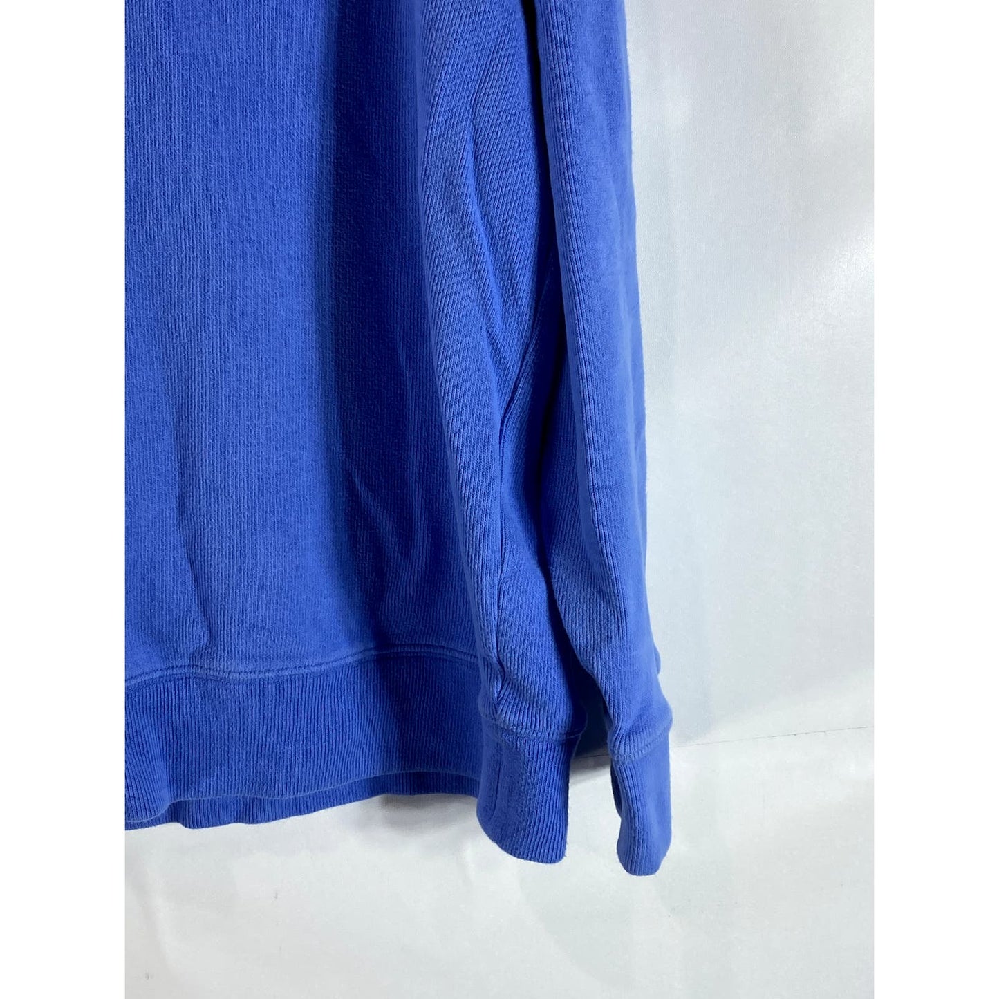 LANDS' END Men's Blue Cotton Bedford Rib Quarter-Zip Pullover Sweater SZ XL