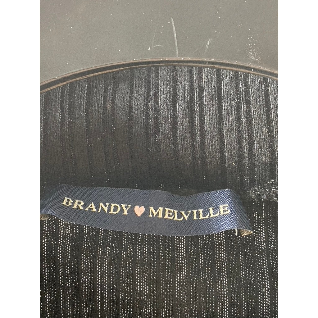 BRANDY MELVILLE Women's Black Rib Knit Long Sleeve Turtleneck Top SZ OS