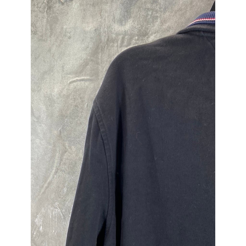 TOMMY HILFIGER Men's Black Cotton Quarter-Zip Pullover Sweatshirt SZ XL