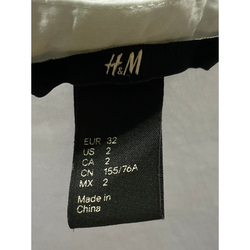 H&M Women's Light Blue Hi-Low Button-Up Long Sleeve Tunic Top SZ 2