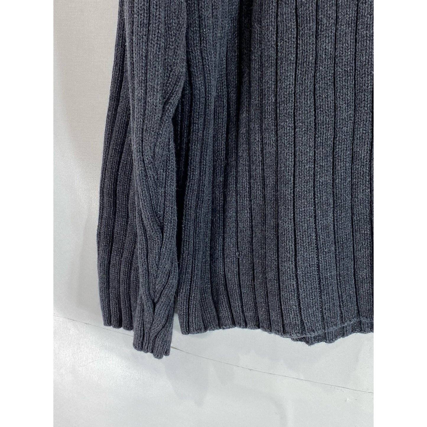 BROOKS Men's Gray Ribbed Mock-Collar Pullover Sweaters SZ L