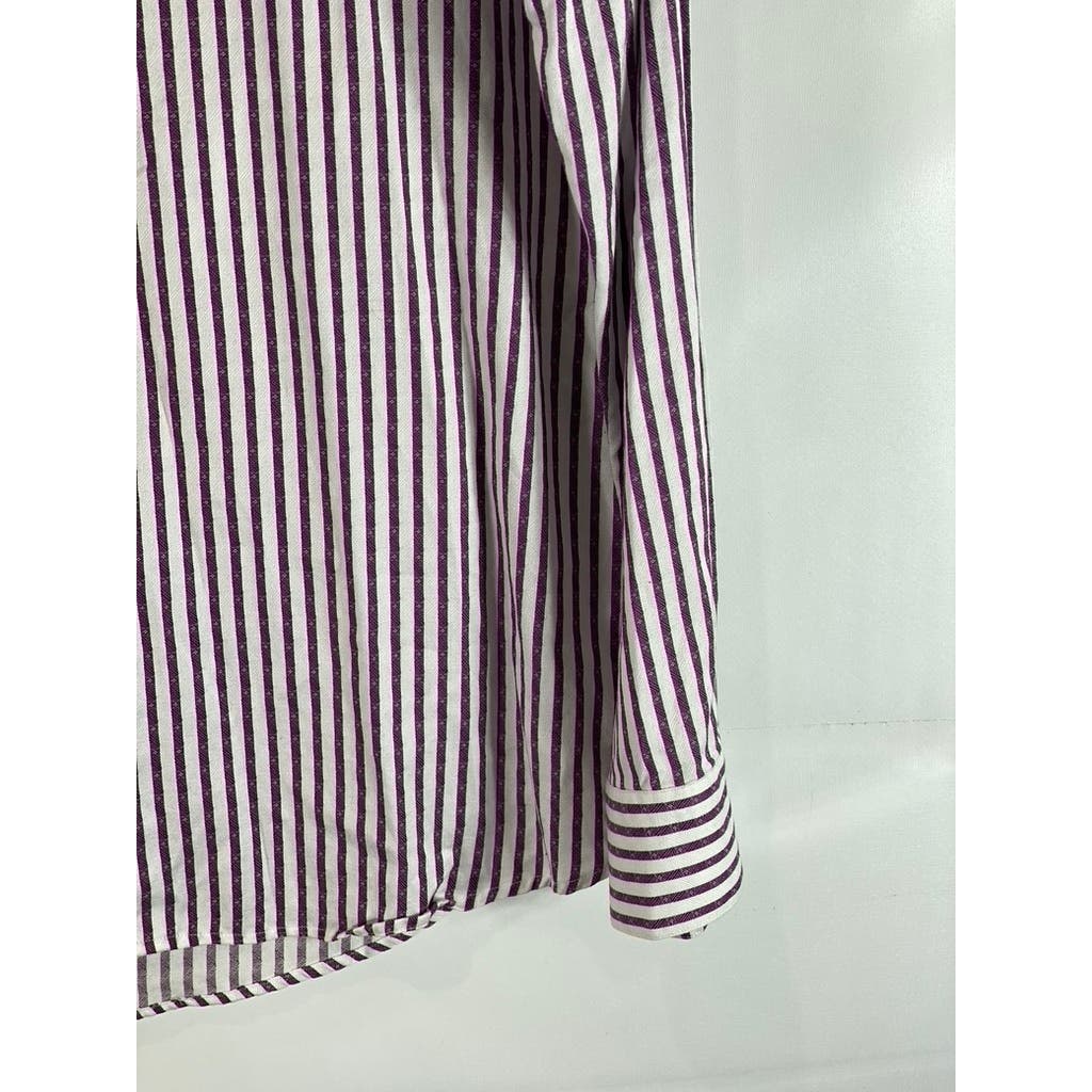 ROBERT GRAHAM Men's White/Burgundy Striped Knowledge Wisdom Truth Shirt SZ 17