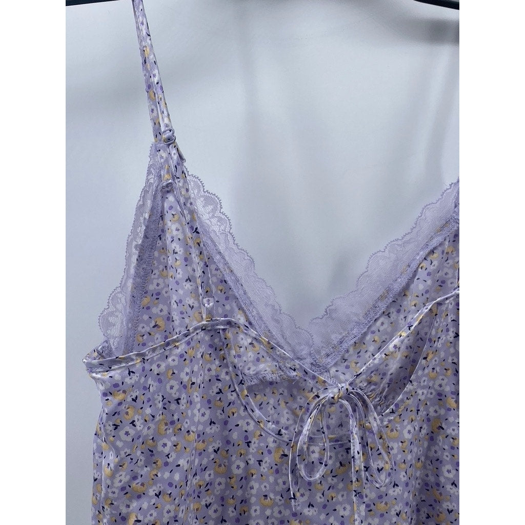 DIVIDED By H&M Women's Light Purple Floral Lace-Trim V-Neck Mini Dress SZ XS