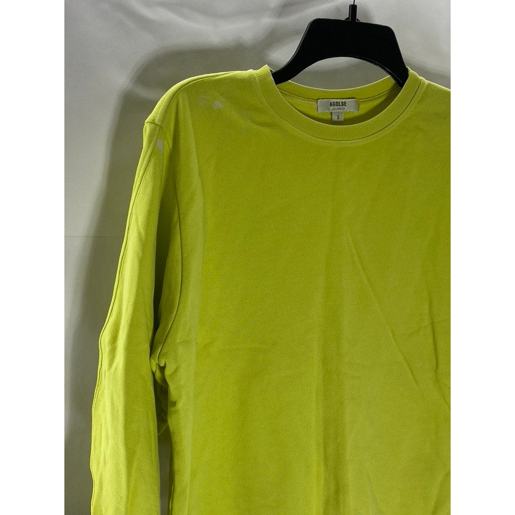 AGOLDE Women's Tarte Neon Green Thora Crewneck 3/4 Sleeve Sweatshirt SZ S
