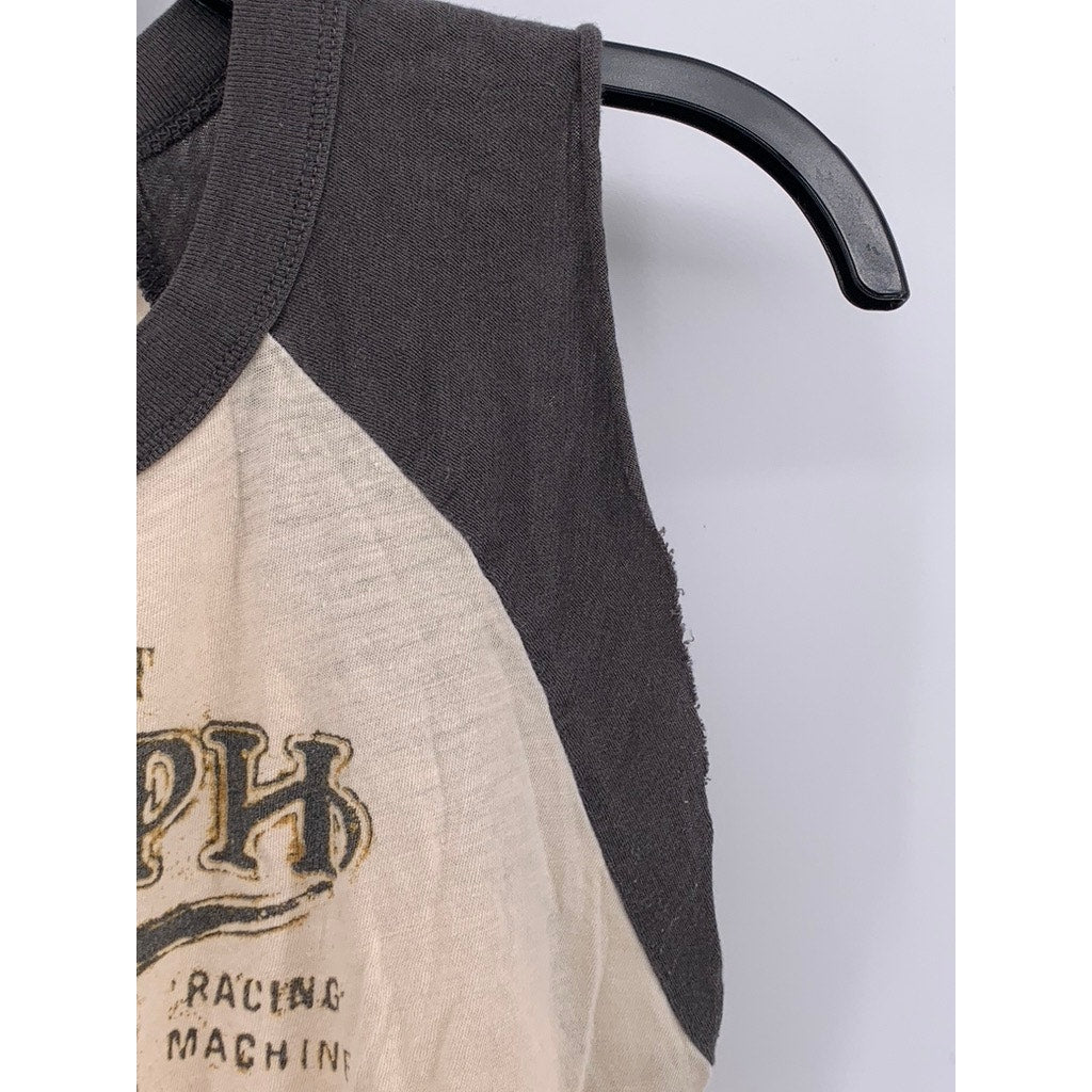 TRIUMPH By Lucky Brand Women's Beige-Gray Crewneck Tiger Sleeveless Top SZ M