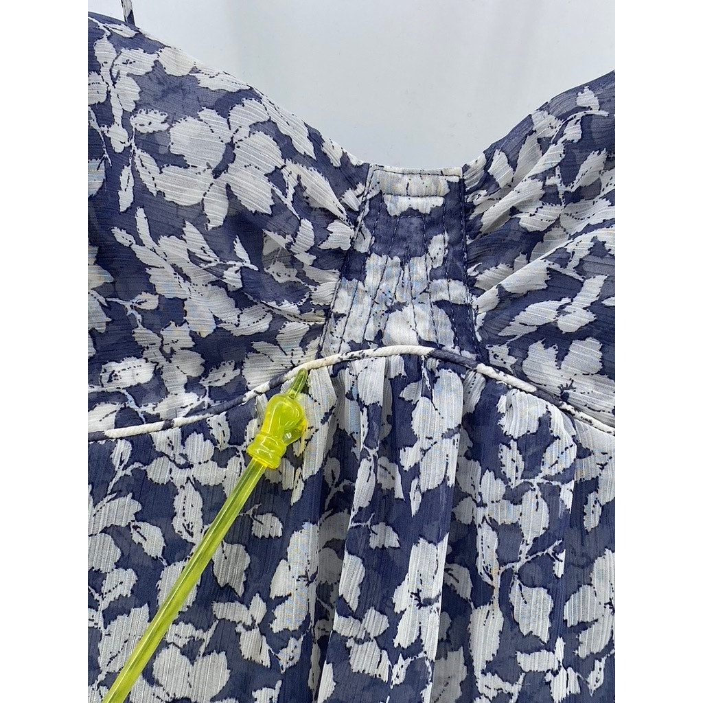 AMERICAN EAGLE OUTFITTERS Women's Blue-White Floral Spaghetti Strap Top SZ XS
