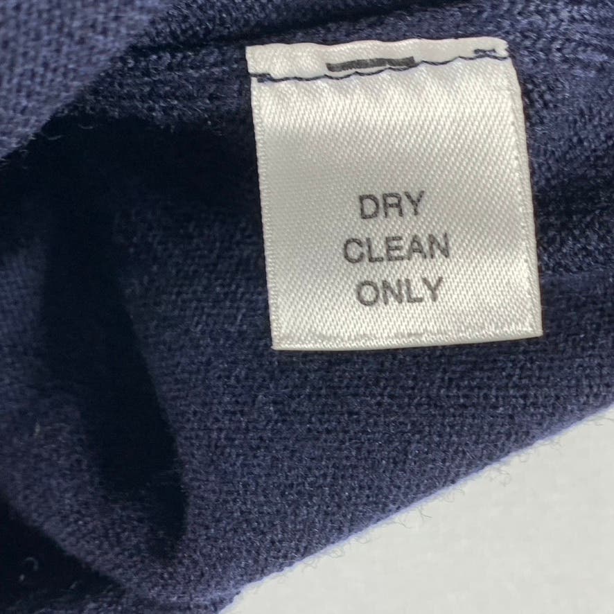 NORDSTROM Men's Navy V-Neck Extra Fine Merino Wool Button-Down Sweater Vest SZ L