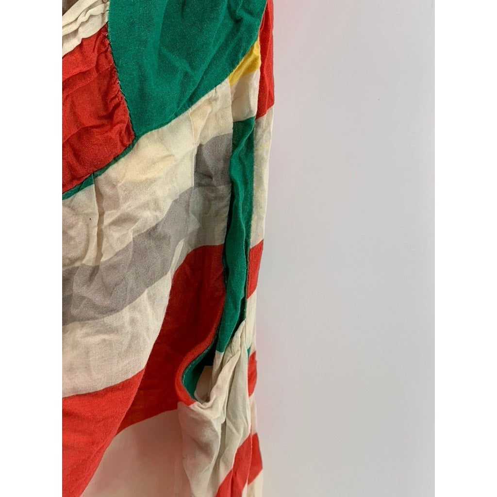 A'GACI Women's Multicolor Striped Front-Zip Pocket Mini A-Line Dress SZ M