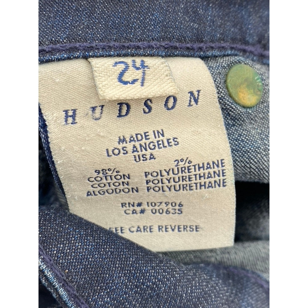 HUDSON Women’s Vintage Dark Blue Five-Pocket Regular-Fit Bermuda Shorts SZ 24