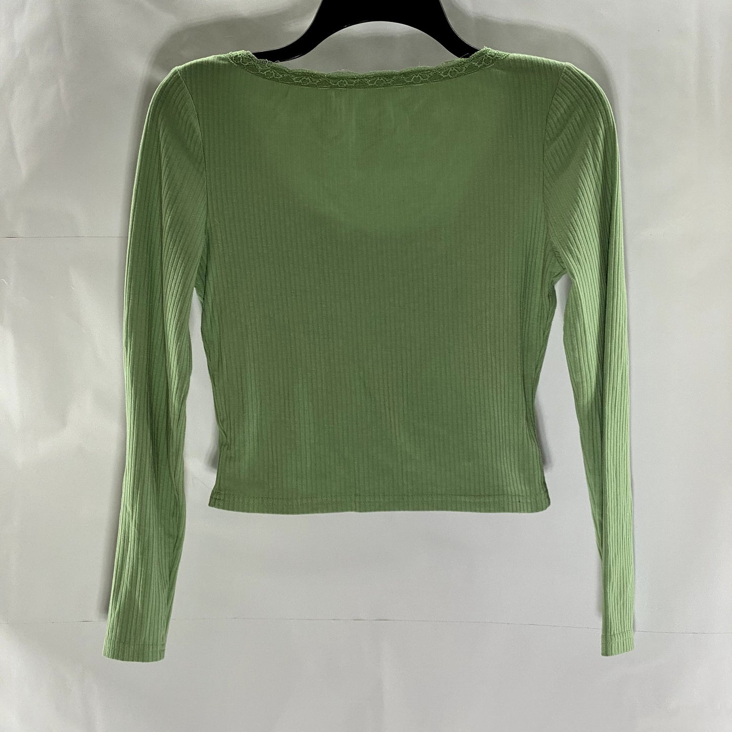 SHEIN Women's Olive Green Long Sleeve Ribbed Scoop Neck Top SZ XS US 2