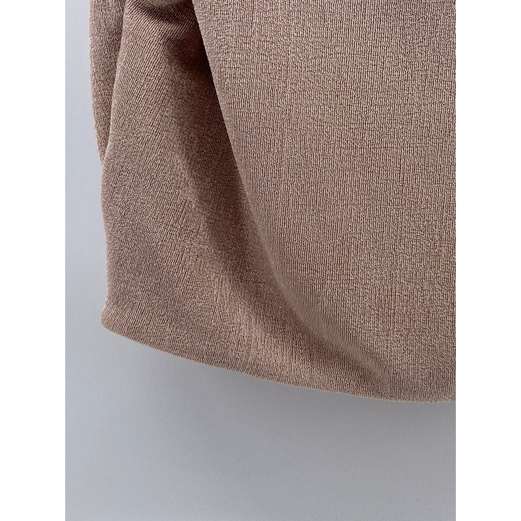 ELODIE Women's Light Beige Button Keyhole Twist-Front Cropped Tank Top SZ XS