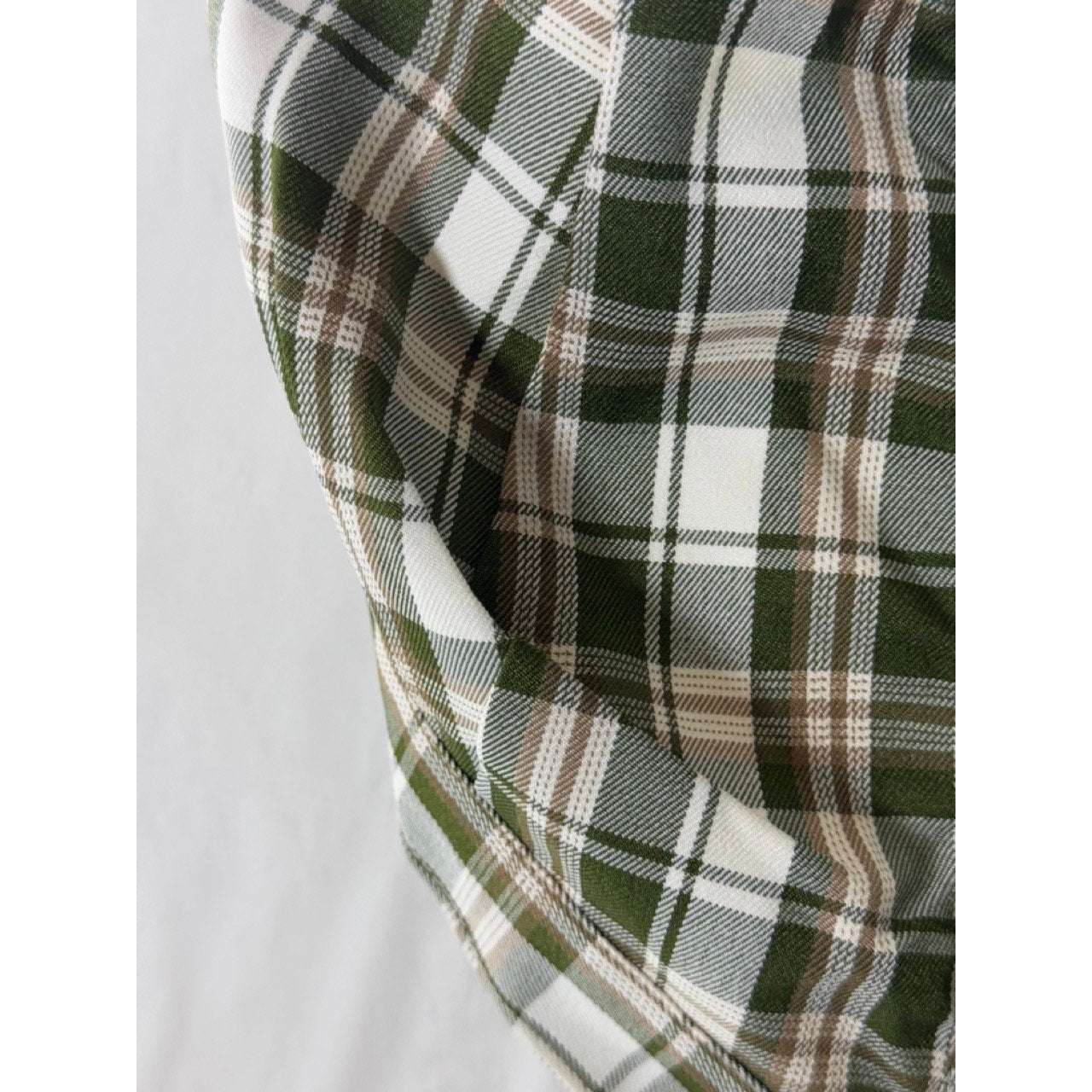 BLASHE Women's Green/Cream Plaid Tie-Knot Backless Halter Crop Top SZ L